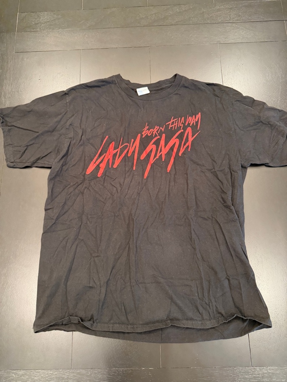 Official Lady Gaga Born This Way Red Script Graphic Tee - XL